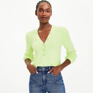 LOFT Light Green Knit Cardigan